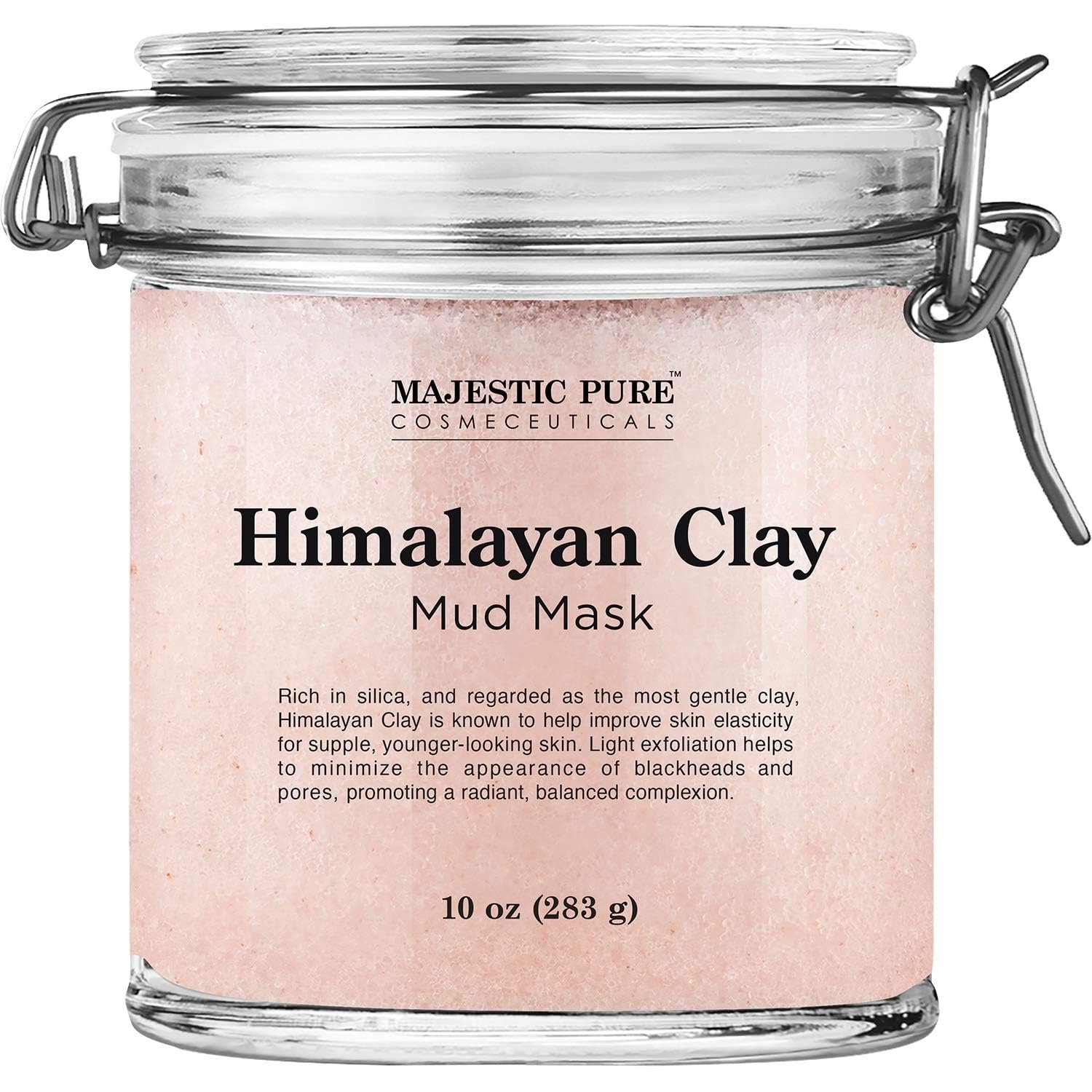 Majestic Pure Himalayan Clay Mud Mask for Face and Body Exfoliating and Facial Acne Fighting Mask – Reduces Appearance of Pores, 10 oz