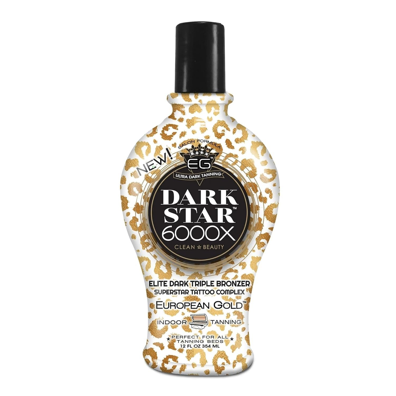 European Gold Dark Star 6000X Ultra-Dark Tanning Lotion with Triple – Bronze Formula for Deep, Long-Lasting Tan and Skin-Nourishing Ingredients – 12 oz