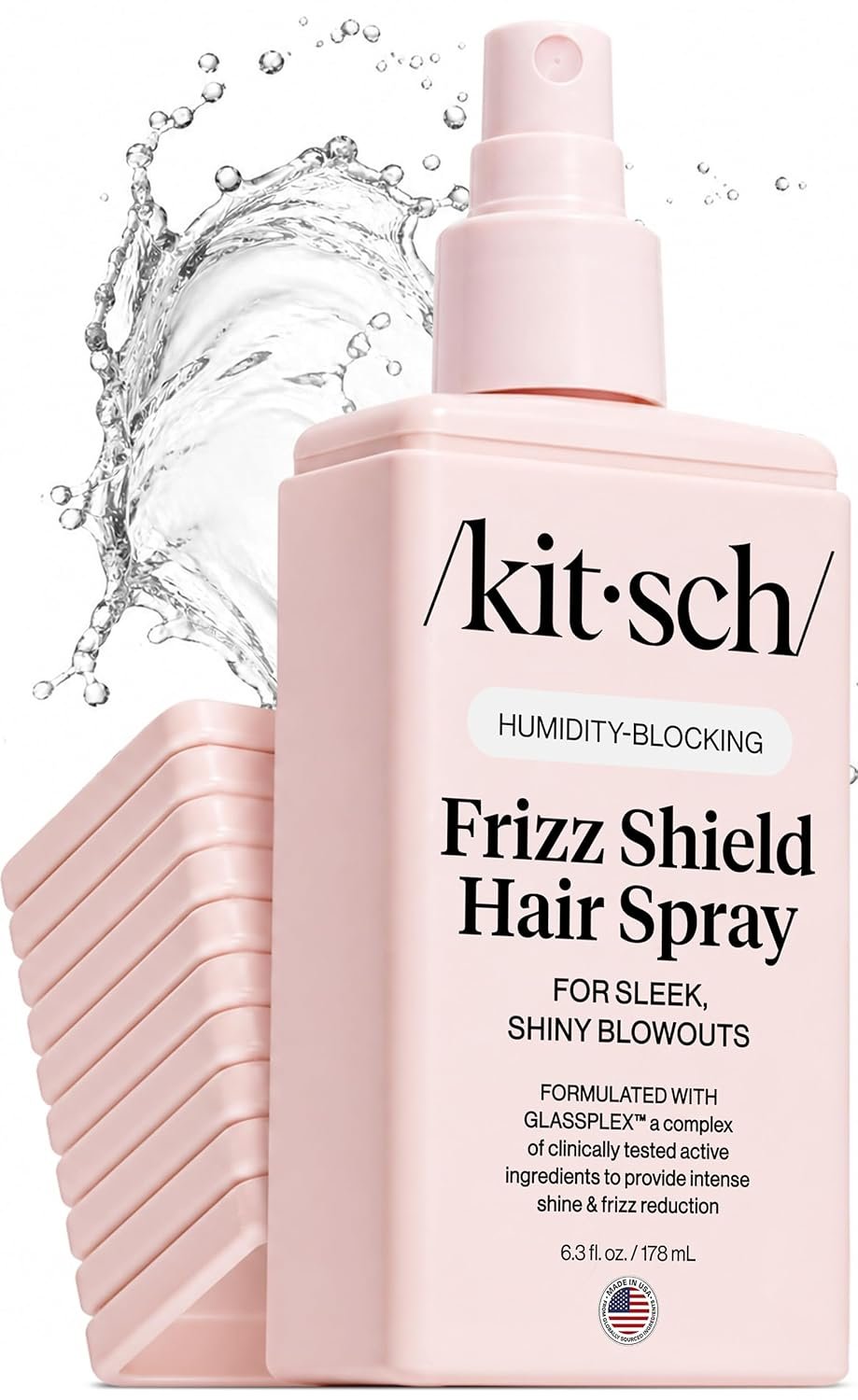 Kitsch Frizz Shield Hair Spray – Frizz Control Hairspray for Smooth, Glass-Like Finish | Lightweight Heat Protectant Hair Care with Argan Oil, No Heavy Residue | Anti Humidity Spray for Hair – 6.3 oz