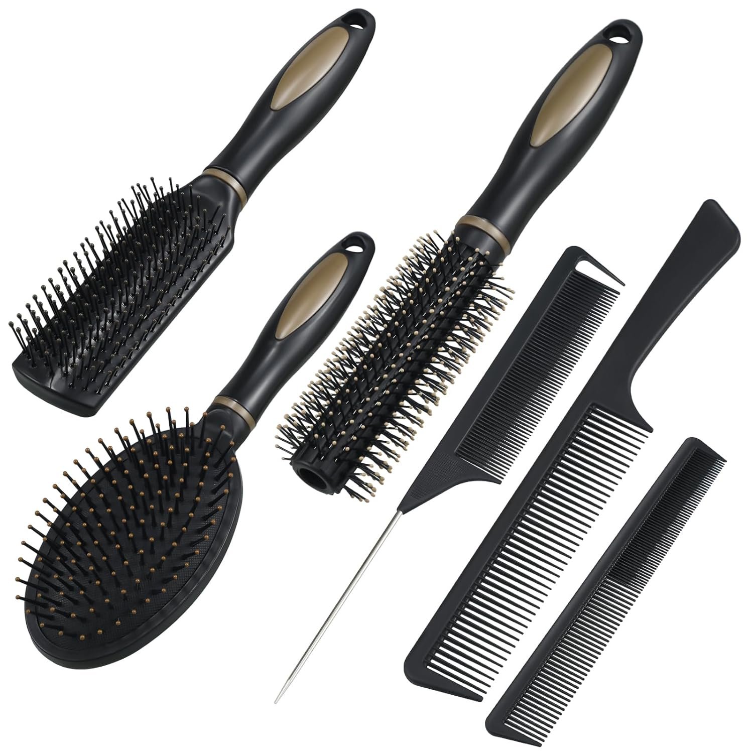 6 Pieces Detangling Styling Comb Set for Women and Men – For Straight, Curly, and All Hair Types
