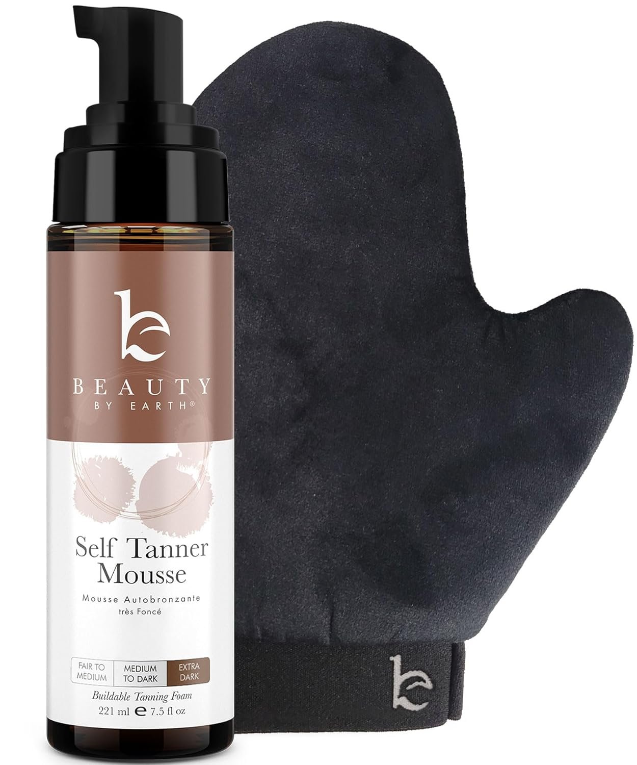 Self Tanner Tanning Mousse Kit – USA Made with Natural & Organic Ingredients, Self Tanner Mousse and Mitt, Tan Kit, Fake Tan Tanning Foam, Ultra Dark, Sunless Tanners Best Sellers