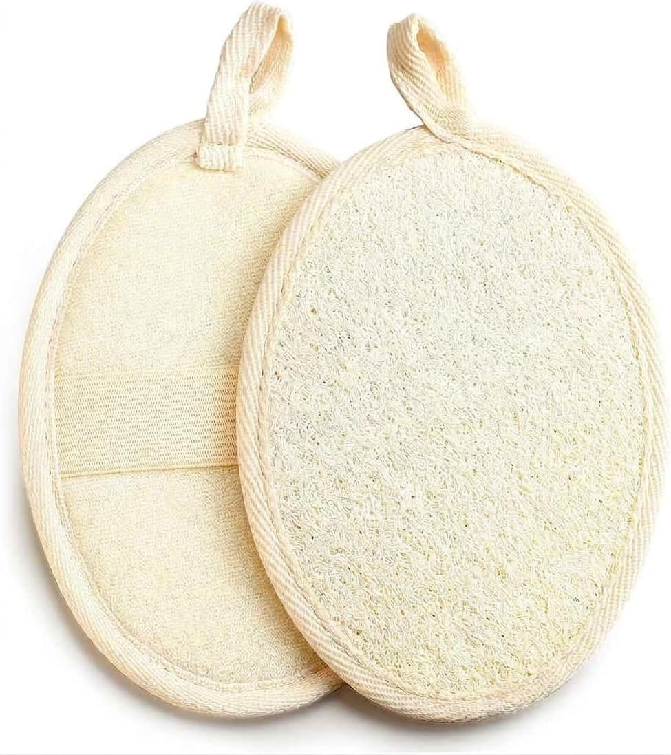 Natural Loofah Sponges (2 Pack) – Exfoliating Body Scrubber & Deep Cleansing Bath Pouf for Shower, Eco-Friendly Luffa Shower Tool for Men & Women