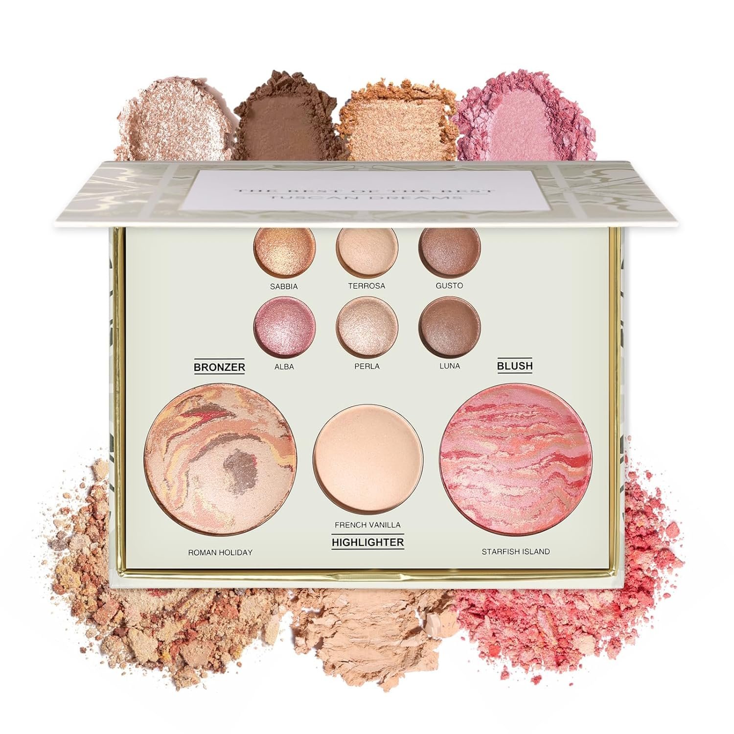 All in One Baked Makeup Face Palette, Includes 6 Eyeshadows, Bronzer, Blush, and Highlighter, Blush and Bronzer Palette, Shimmer & Matte Shades, Long-Lasting Pigmented Powder, Full Size Makeup Set