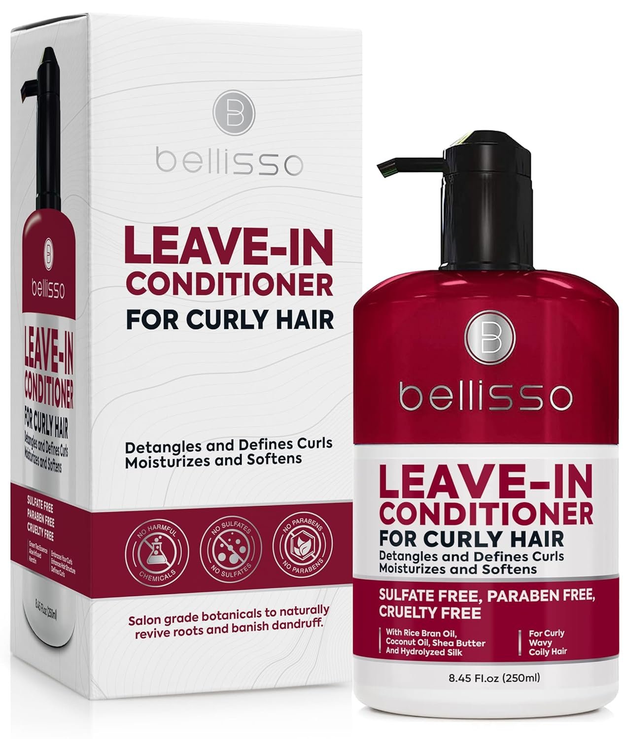 Leave in Conditioner for Curly Hair – Frizz Control for Women and Men – Restores Dry, Damaged and Wavy Hair – Detangler Cream and Sulfate Free Anti Static Moisturizer Treatment with Shea Butter
