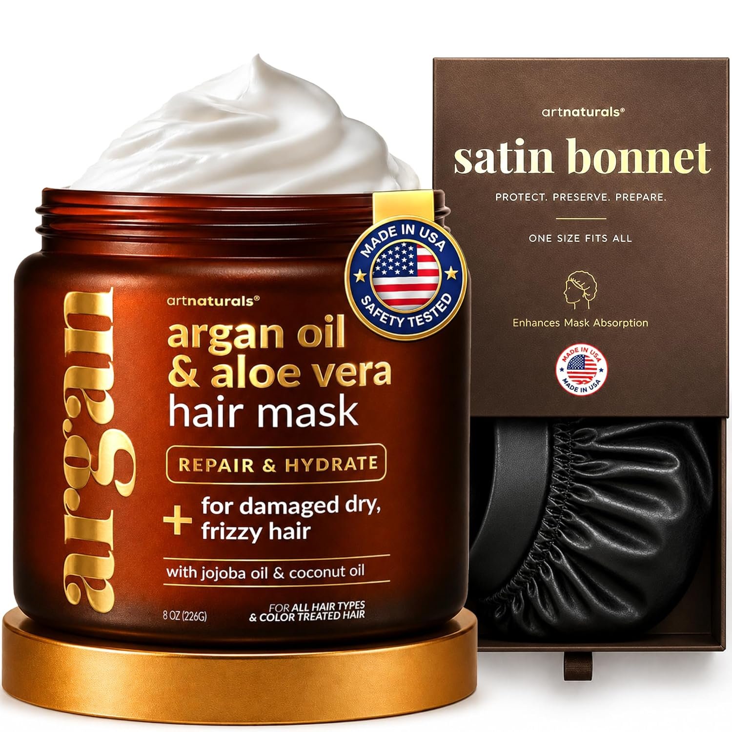artnaturals Hair Mask for Dry, Damaged Hair – Deep Conditioning Treatment Argan Oil & Jojoba Treatment Repair Mask for Curly, Frizzy Color-Treated Hair, For Hydrating Growth Repair Moisturizing