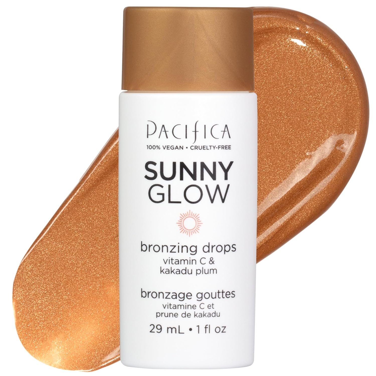 Pacifica Sunny Glow Liquid Face Bronzer Drops – Face Makeup Bronzing For Face & Cheeks for Instant Sun-Kissed Glow – Vitamin C & Glycolic Acid Infused Liquid Bronzer Illuminating Highlighting Clean