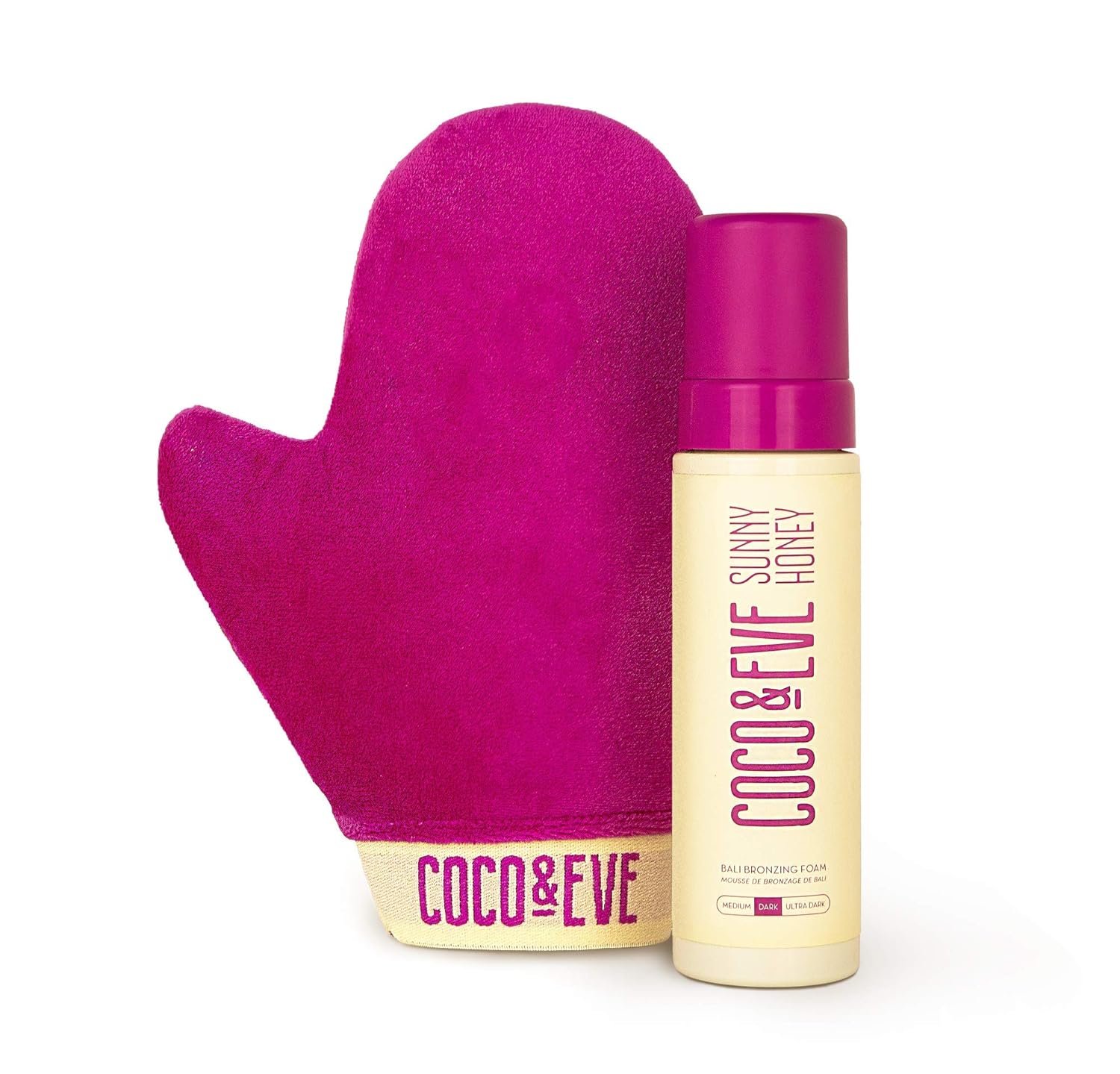 Coco & Eve Self Tanner Foam Kit – (Medium) Streak-Free Sunless Tanning Mousse, Tropically Scented Natural Looking Tan & Included Mitt Applicator, Vegan, Cruelty Free | Sunny Honey Bali Bronzing