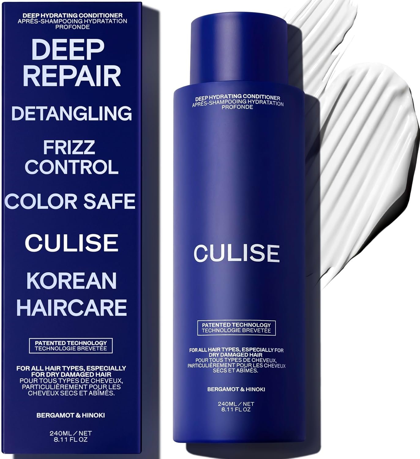 Korean Hydrating Conditioner for Dry Damaged Color-Treated Hair – Detangling Deep Conditioner for Women, Rice Ferment, Hyaluronic Acid, Shea Butter, Curly, Wavy, Sulfate-Free, Color-Safe