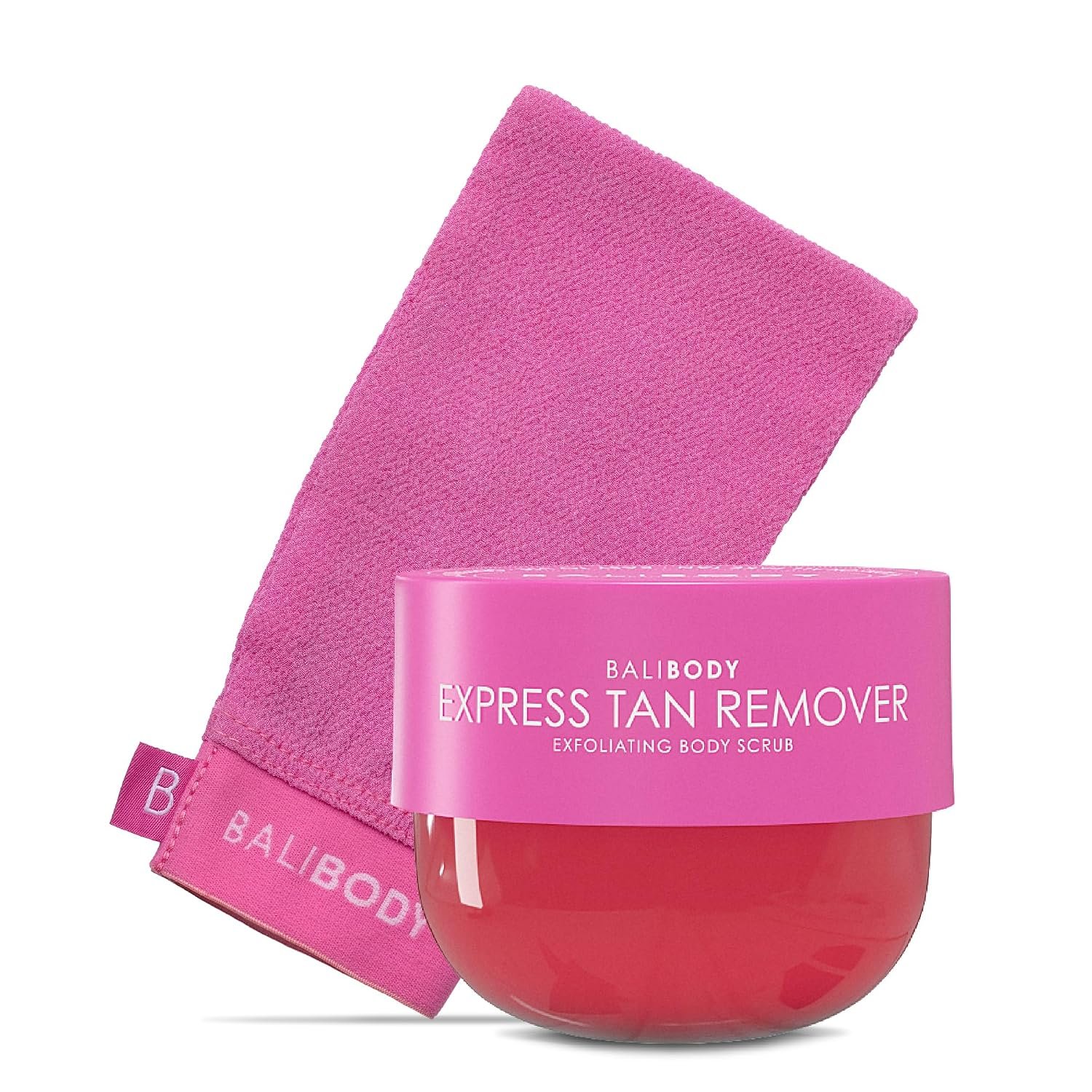 Bali Body Express Tan Remover and Exfoliating Mitt Bundle, Self Tan Eraser and Body Scrub for Streak-Free Skin, Removes Self Tanner and Spray Tan, Vegan Formula with Grapefruit Scent