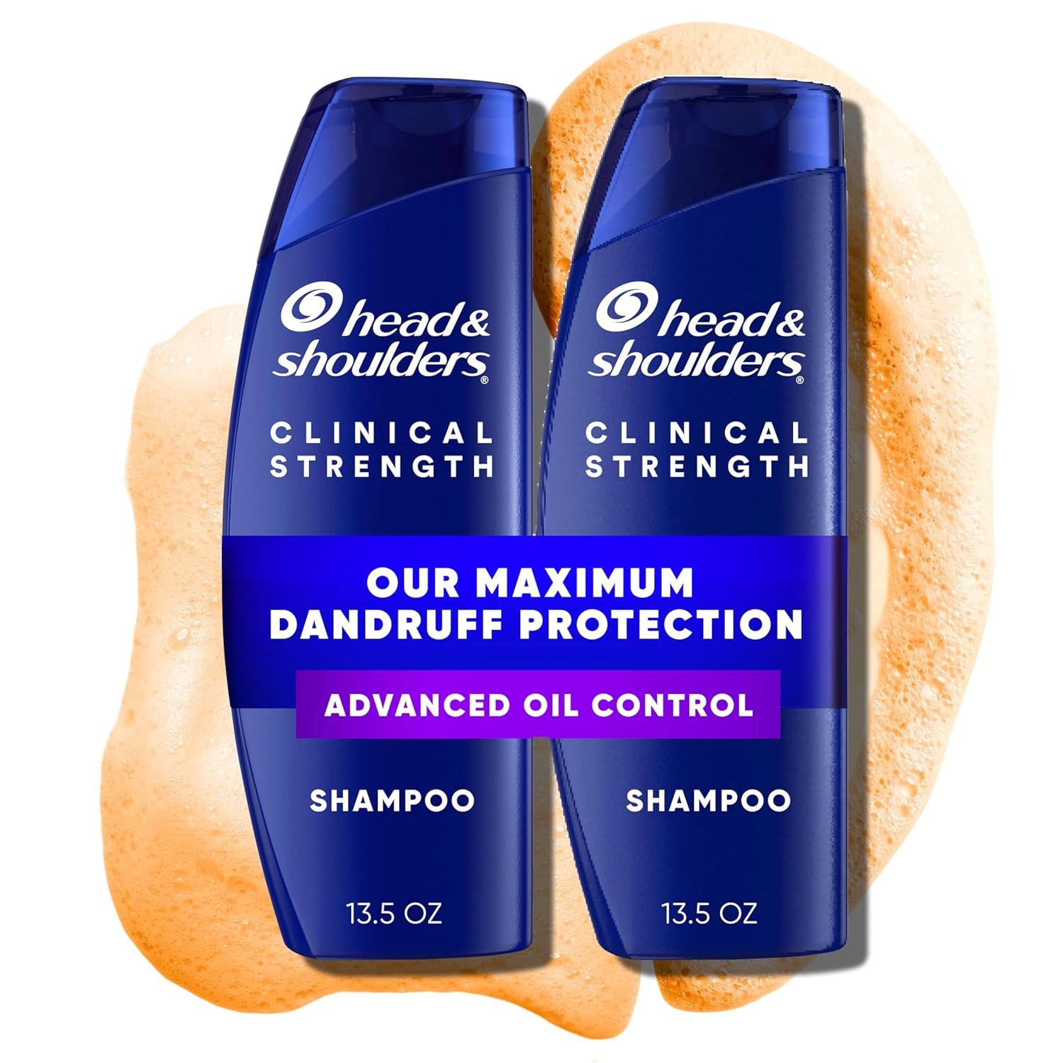 Head & Shoulders Anti-Dandruff Shampoo with 1% Selenium Sulfide, Clinical Strength Advanced Oil Control Twin Pack, Seborrheic Dermatitis Relief, Oily Scalp, 13.5 Fl Oz Each