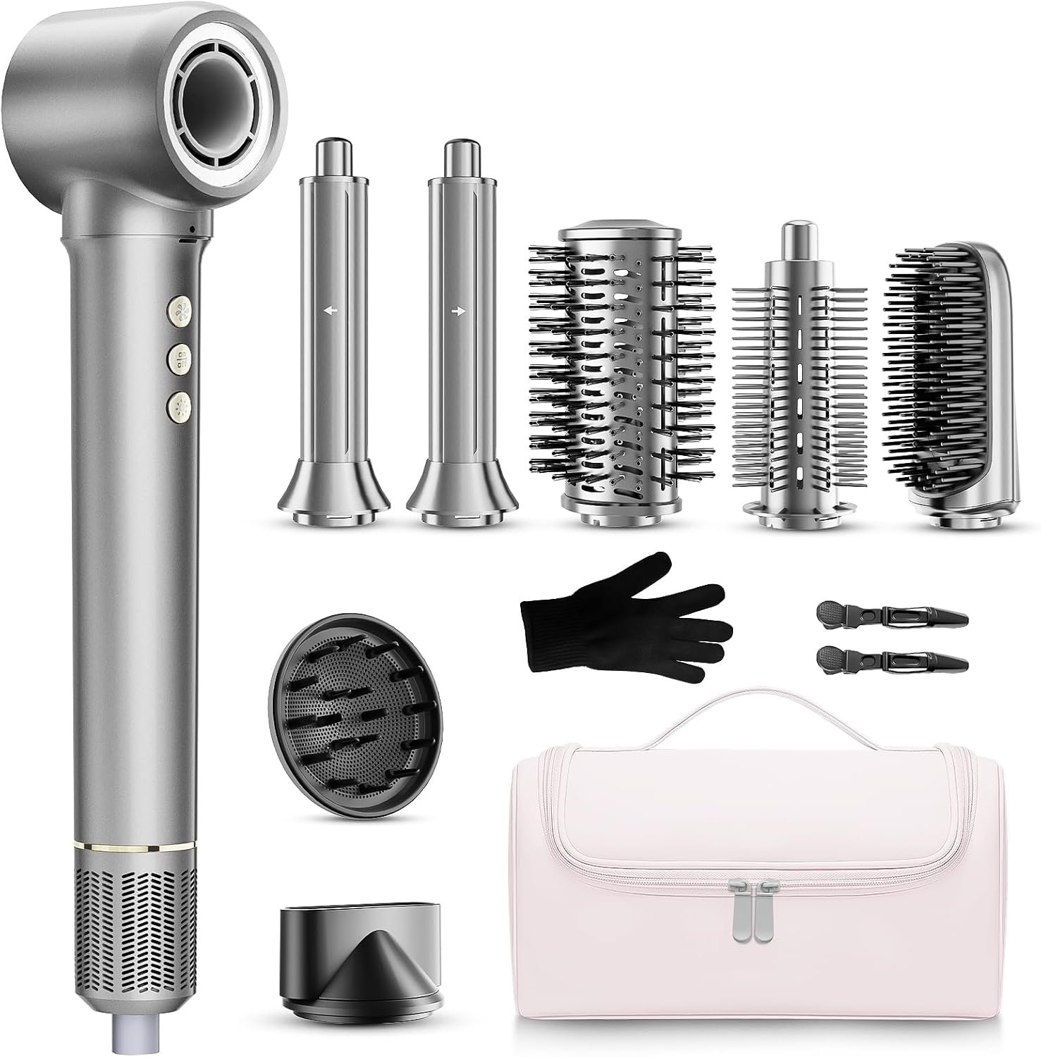 9 in 1 Hair Dryer Brush Kits,Professional 1200W Powerful Hot Air Styler Dryer with Case,110,000 RPM Auto Wrap Air Curler Travel Hair Crimper for Fast Drying/Straightening/Styling/Volumizing/Frizz-Free